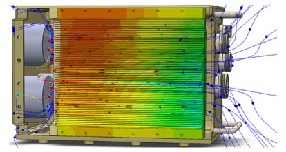 Air flow pattern in a conduction cooled chassis with air assist